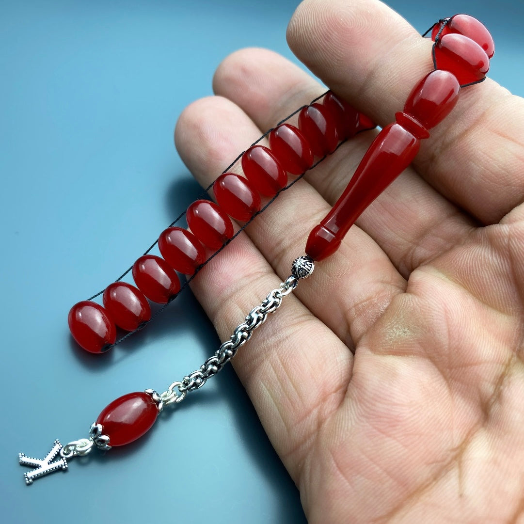 Zaza Tesbih Rot SIKMA Kehribar Özel 925 Silber