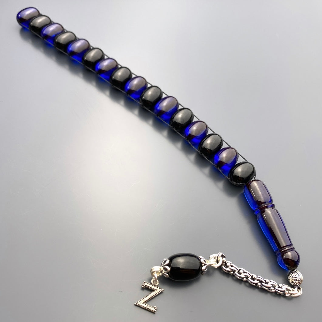 Zaza Tesbih Black / Blue SIKMA Kehribar Özel 925 Silber