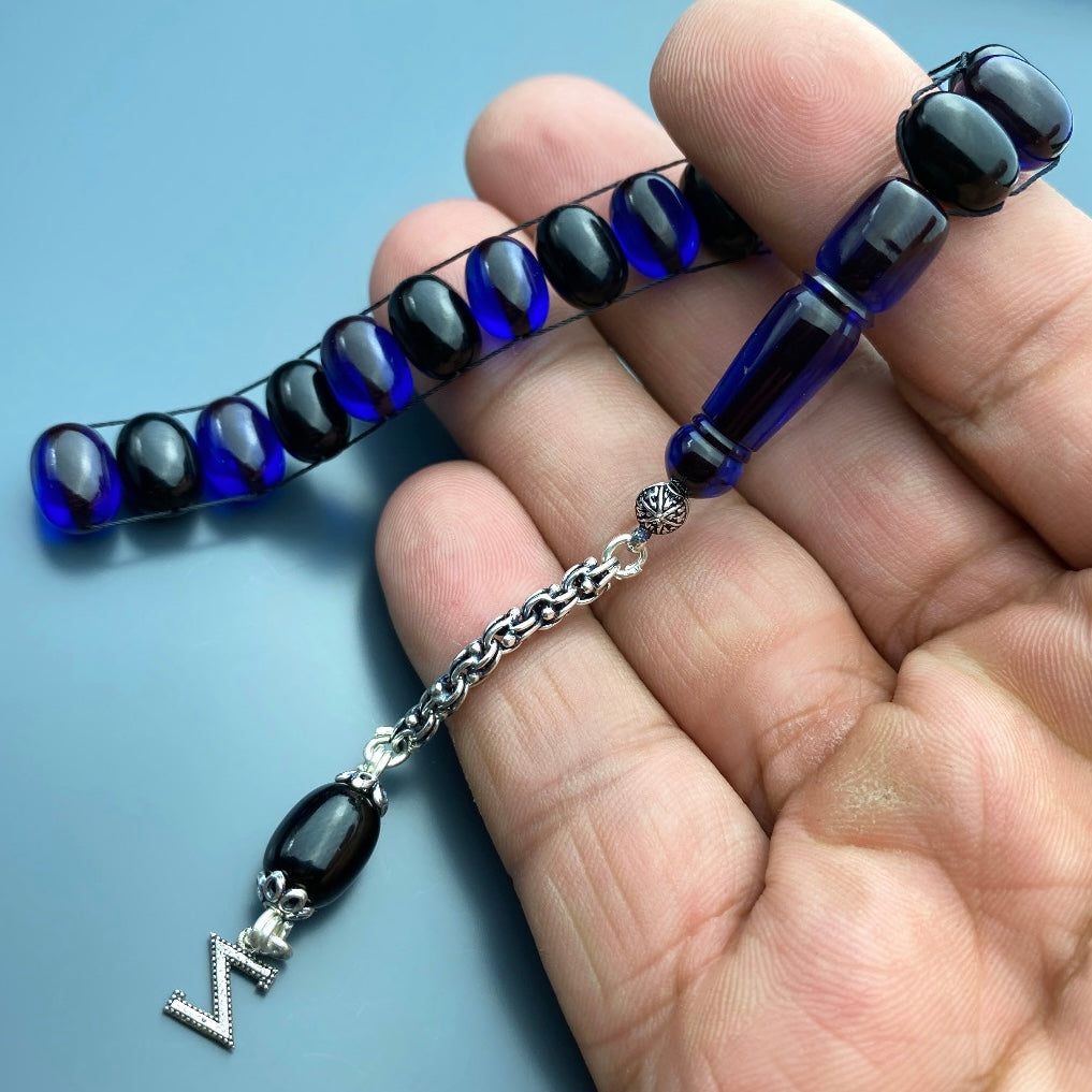 Zaza Tesbih Black / Blue SIKMA Kehribar Özel 925 Silber