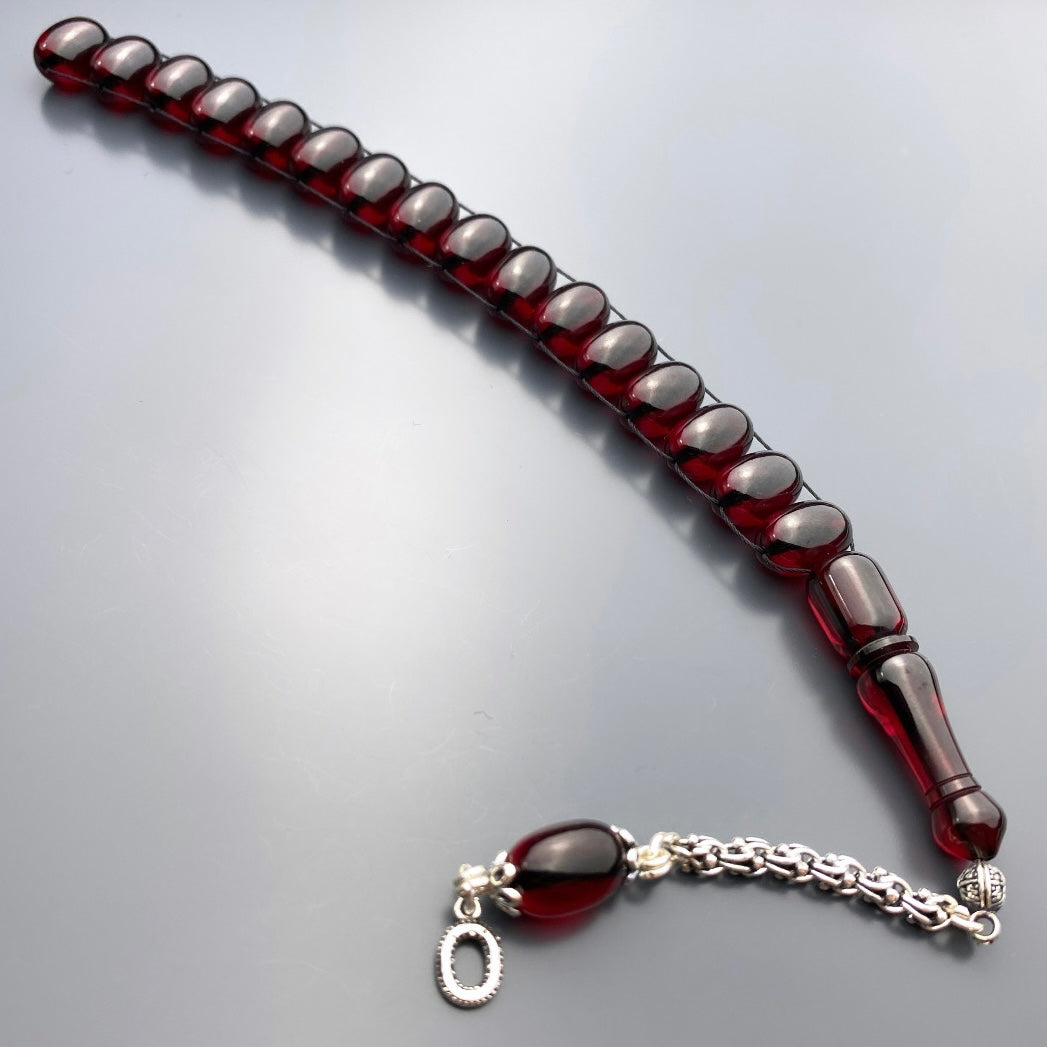 Zaza Tesbih Dark Red SIKMA Kehribar Özel 925 Silber