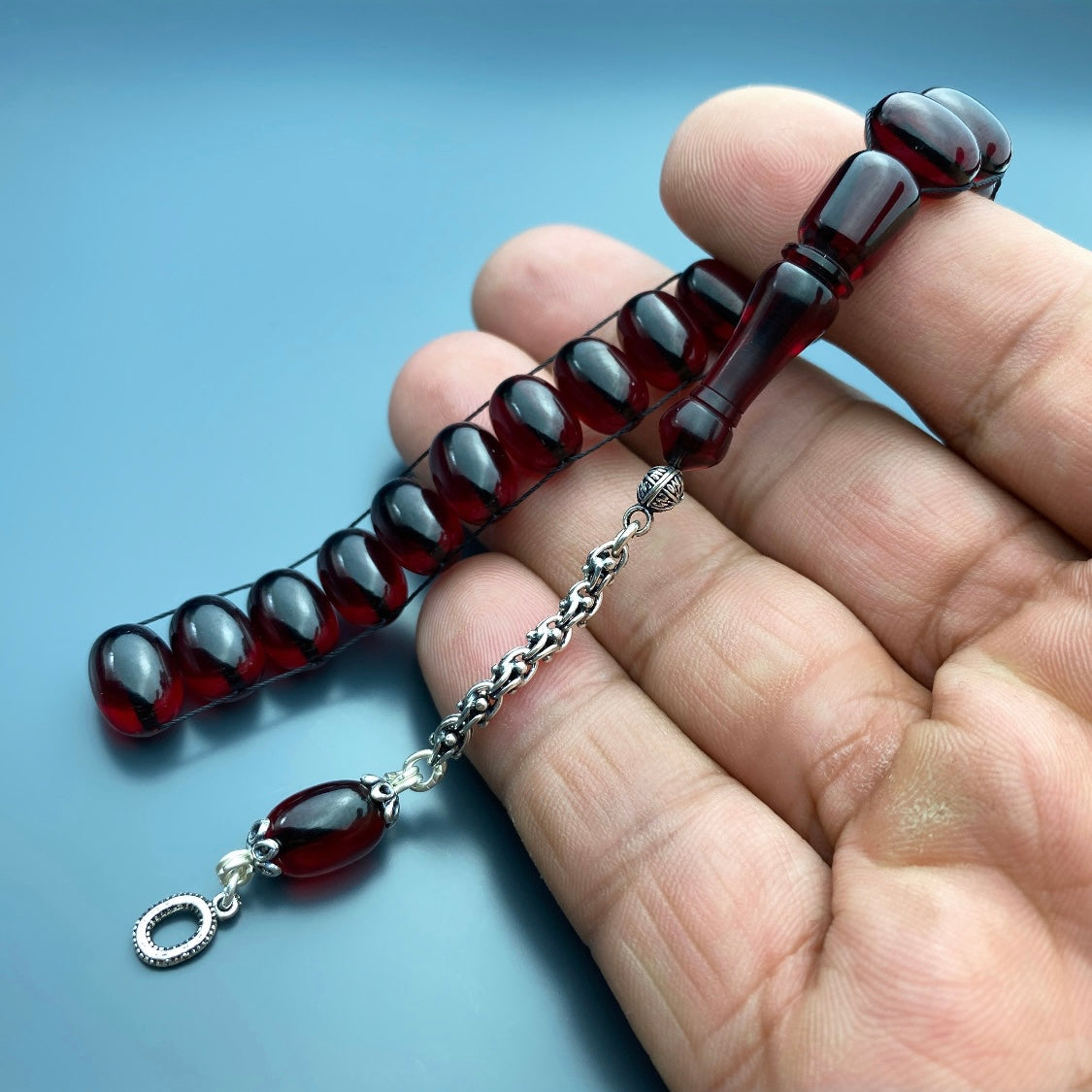 Zaza Tesbih Dark Red SIKMA Kehribar Özel 925 Silber