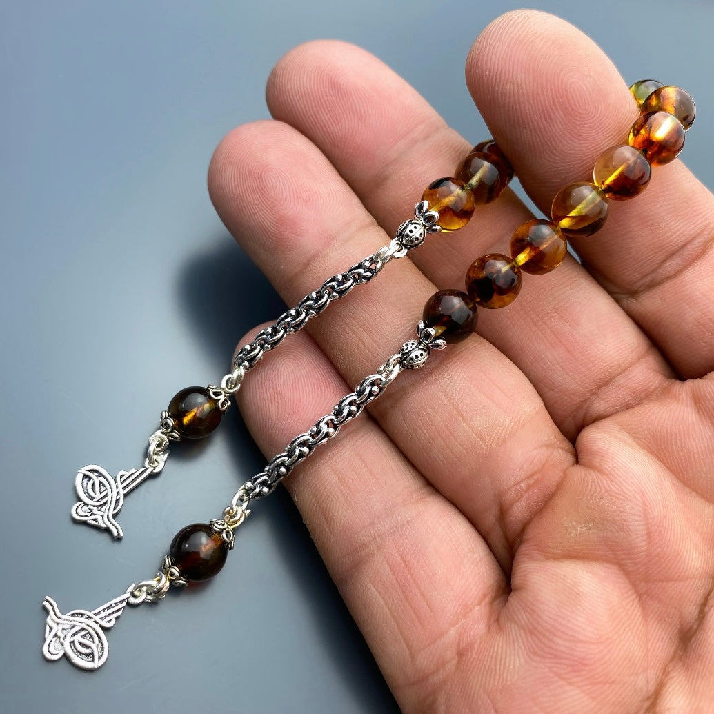 Kehribar Zaza Tesbih 925 Silber Tugra Logo