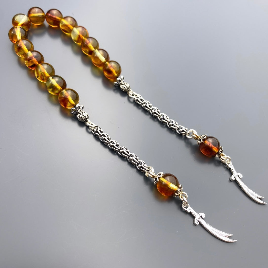Kehribar Zaza Tesbih 925 Silber Zülfikar Logo