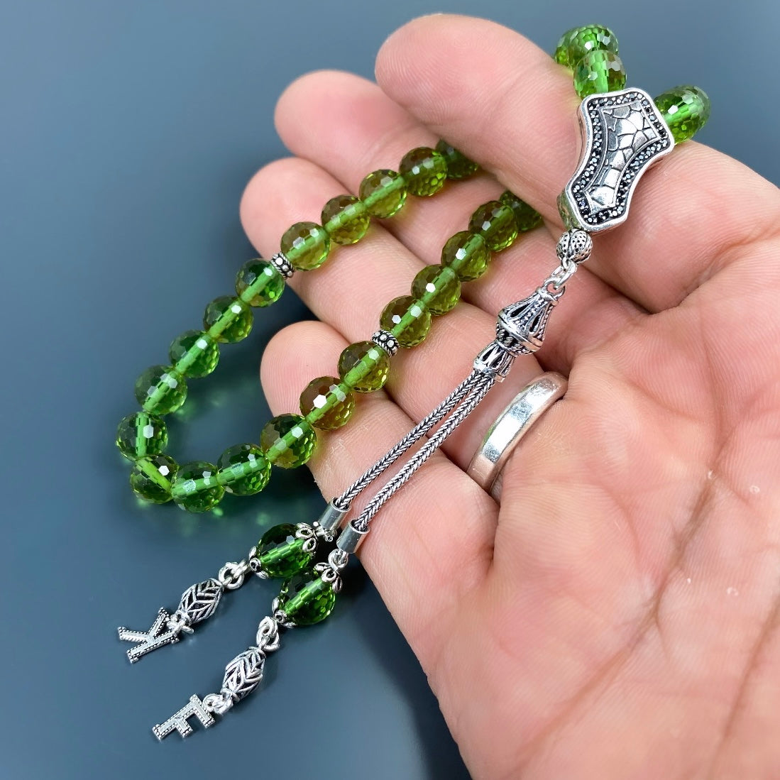 Zultanit Tesbih mit Buchstaben 925 Silver