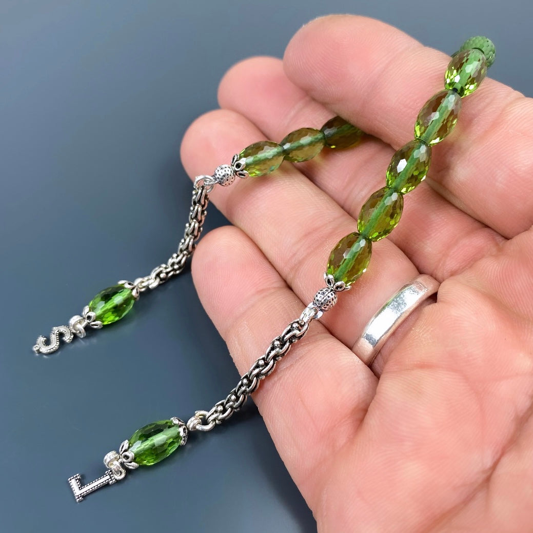 Zultanit ZAZA Tesbih mit Buchstaben 925 Silver