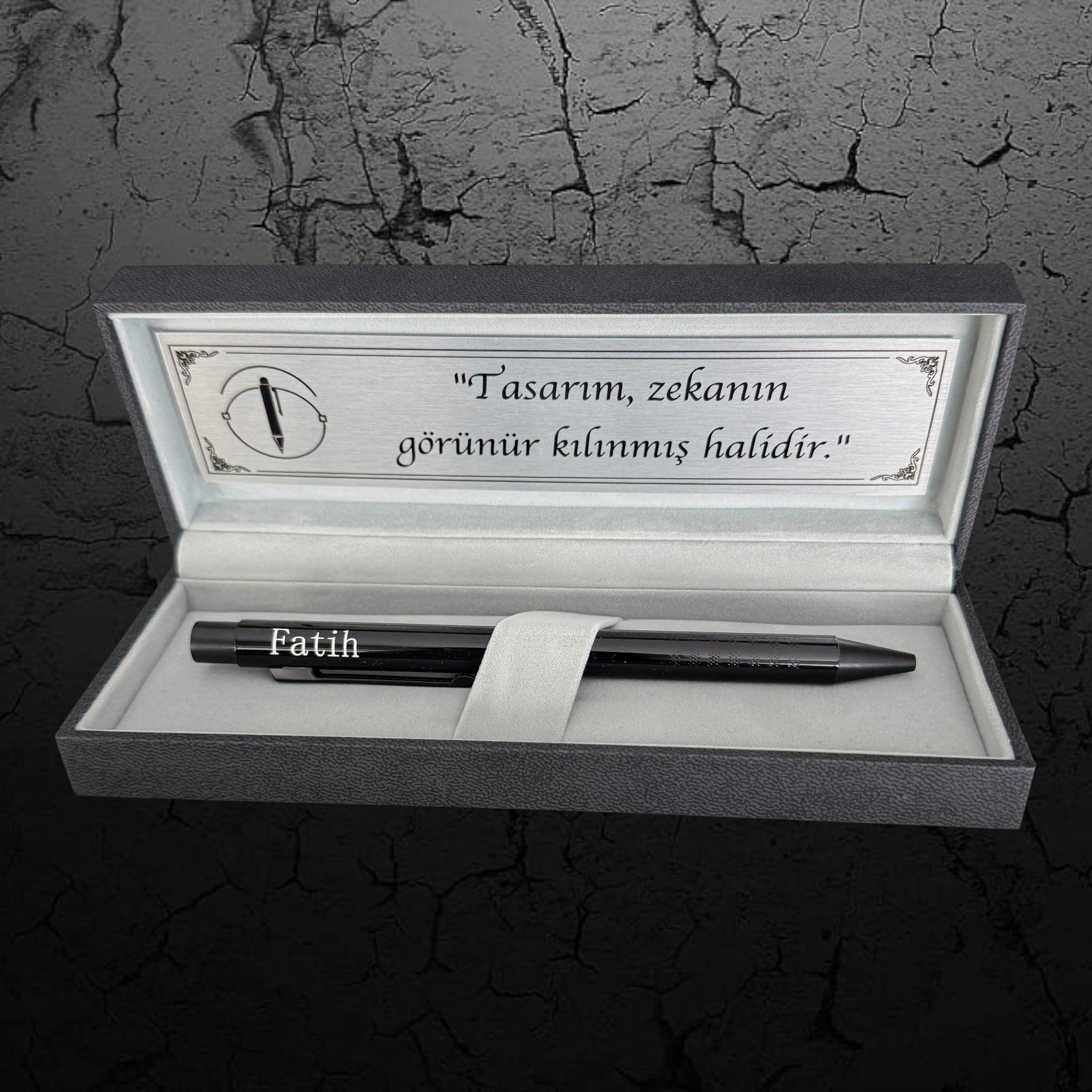 Personalisierter Kugelschreiber für Designer mit Etui & Wunschtext