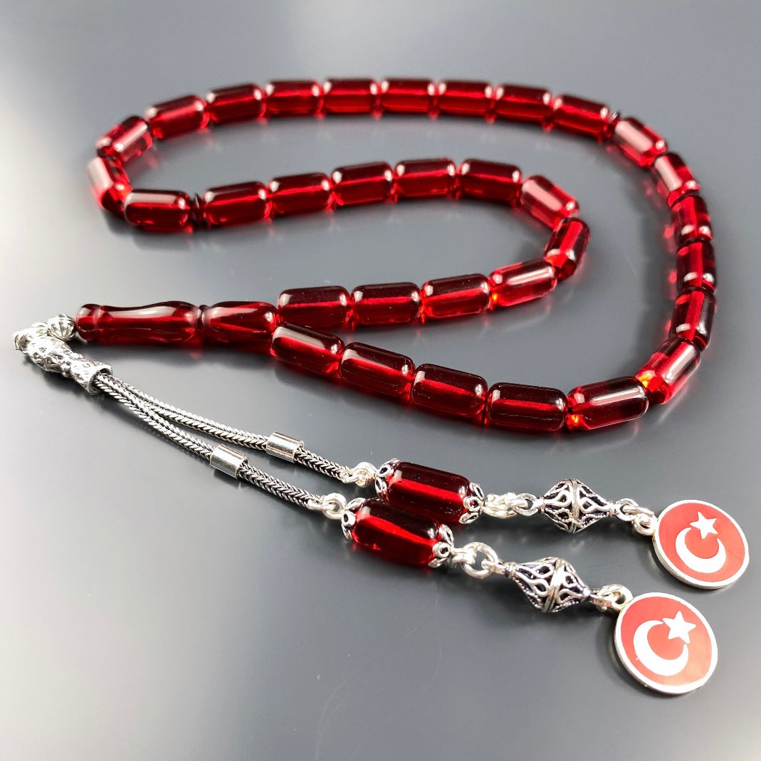 Kehribar / Bernstein Tesbih Türkei Logo – Rot, 925 Silber