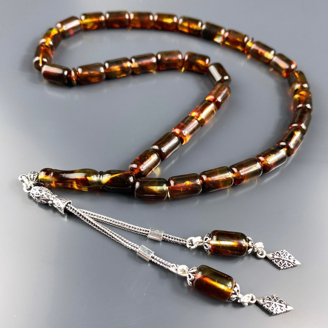 Kehribar / Bernstein Tesbih Basic Logo – Braun, 925 Silber