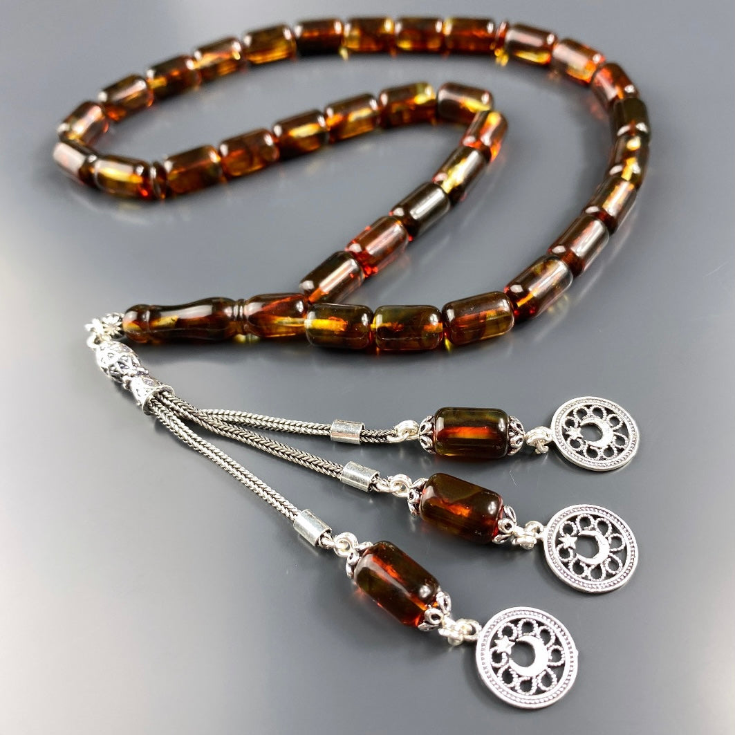 Kehribar / Bernstein Tesbih Türkei Logo – Braun, 925 Silber