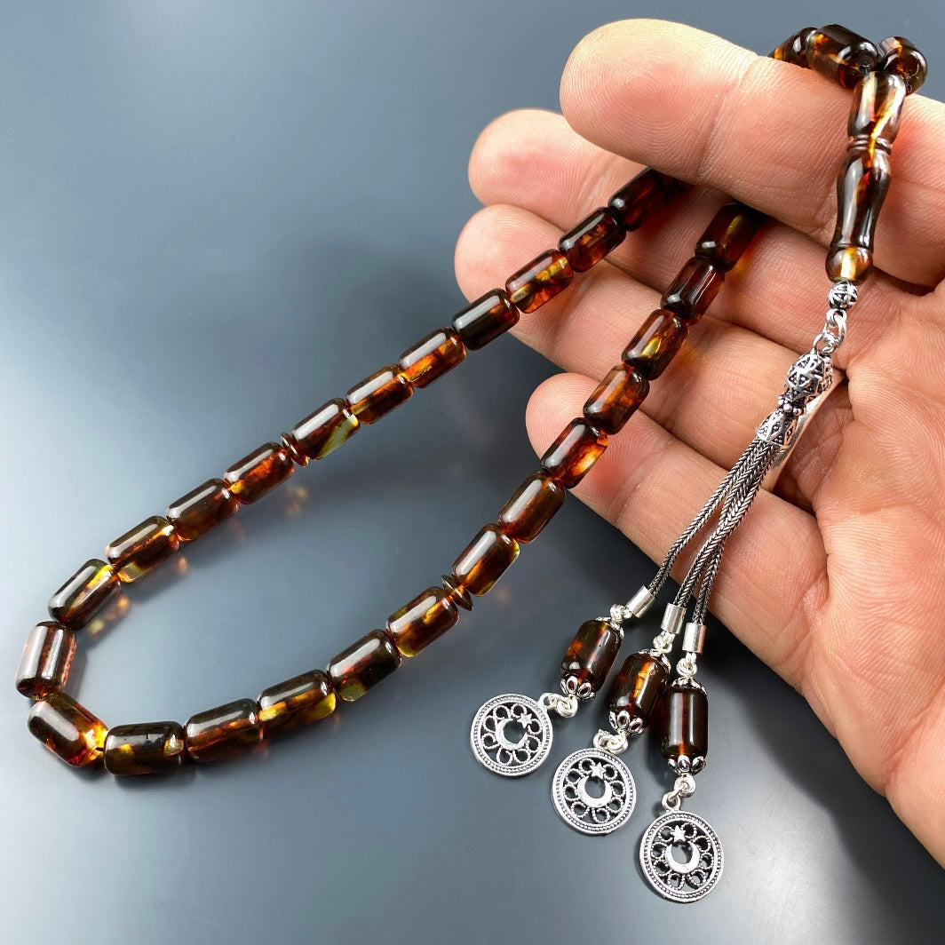 Kehribar / Bernstein Tesbih Türkei Logo – Braun, 925 Silber
