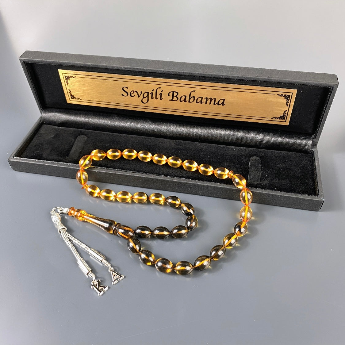Tesbih Set mit Initialen und edler schwarzer Geschenkbox