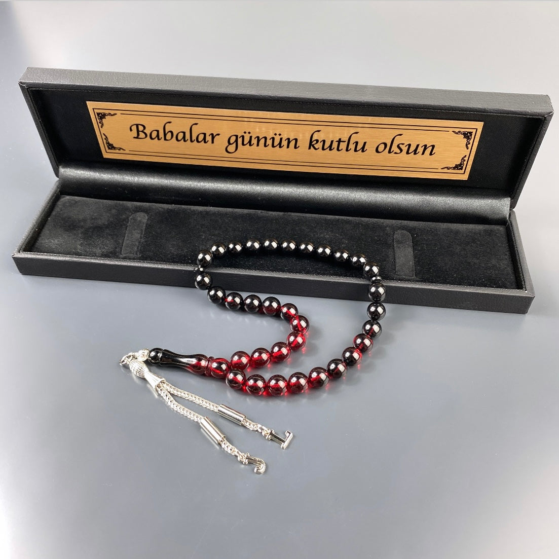 Tesbih aus Ateş Sıkma Kehribar mit Buchstaben Perfektes Geschenk