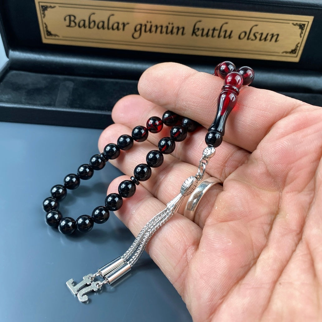 Tesbih aus Ateş Sıkma Kehribar mit Buchstaben Perfektes Geschenk