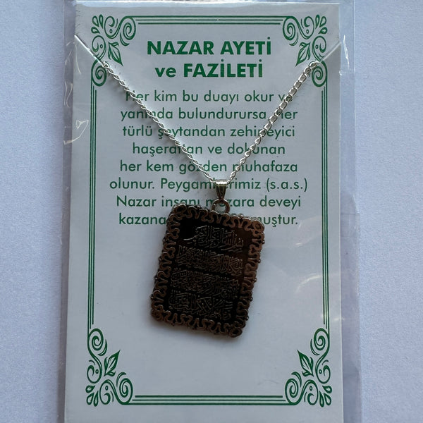 Nazar Ayeti ve Fazileti Kolye Halskette Metall