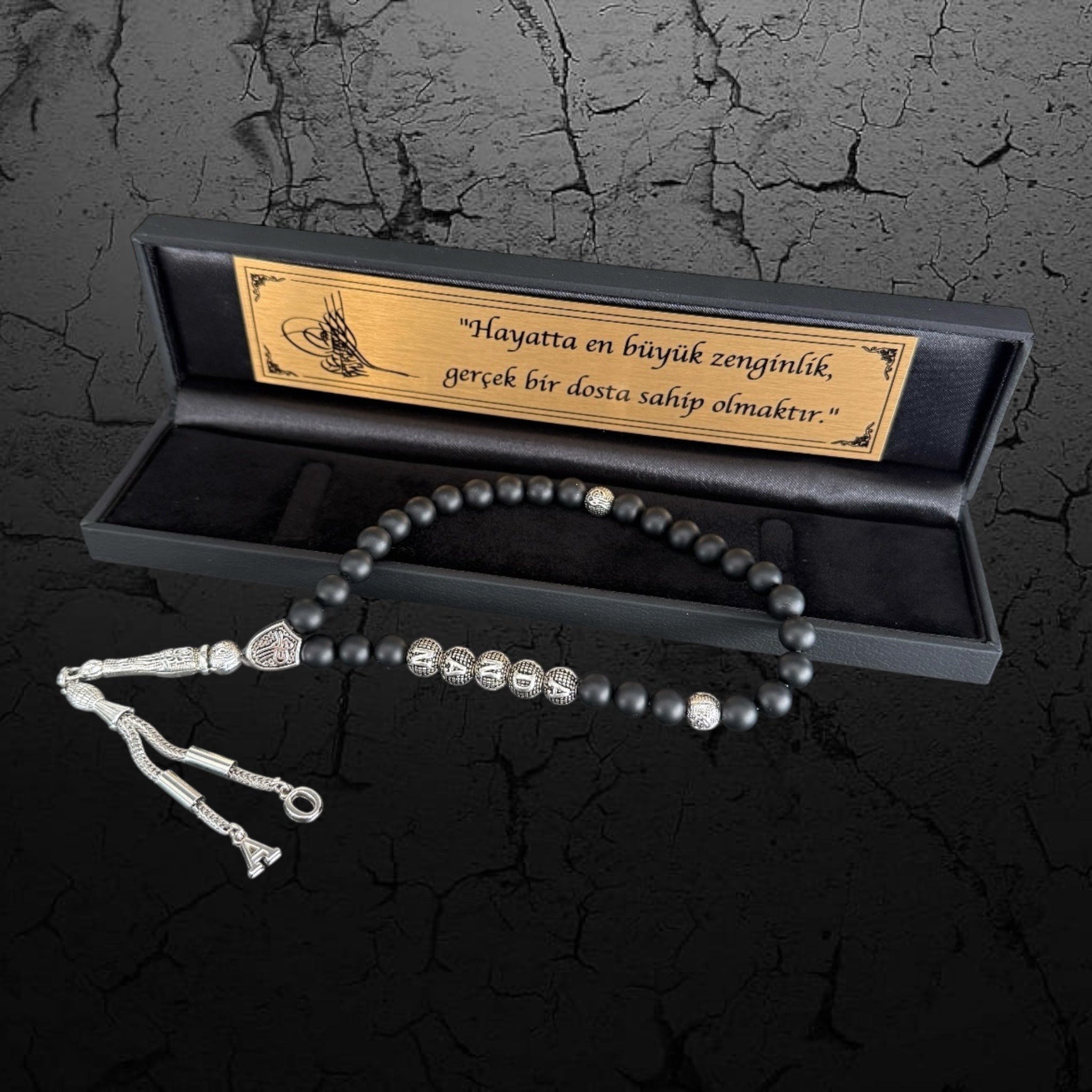 Tesbih mit Namen personalisiert – Tugra Geschenkbox