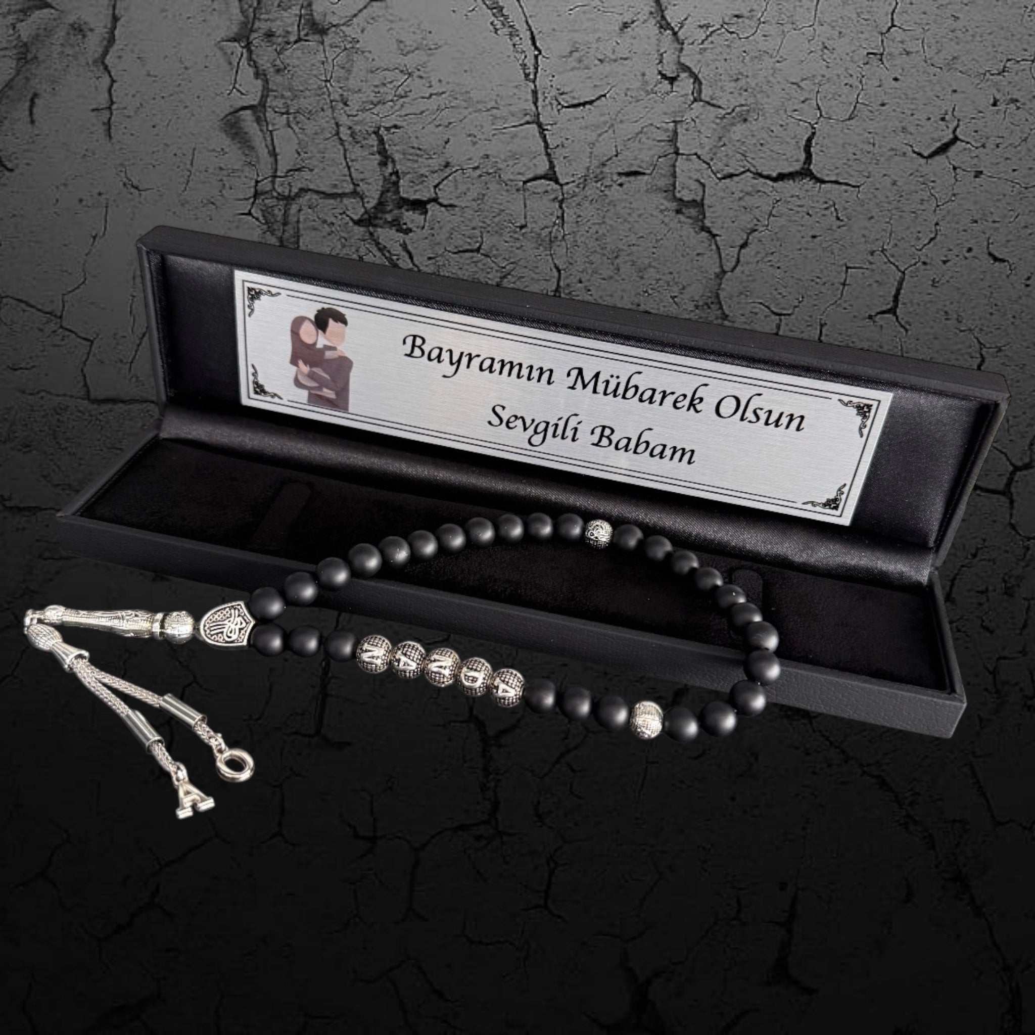 Tesbih mit Namen personalisiert – Baba Kiz 2 Geschenkbox