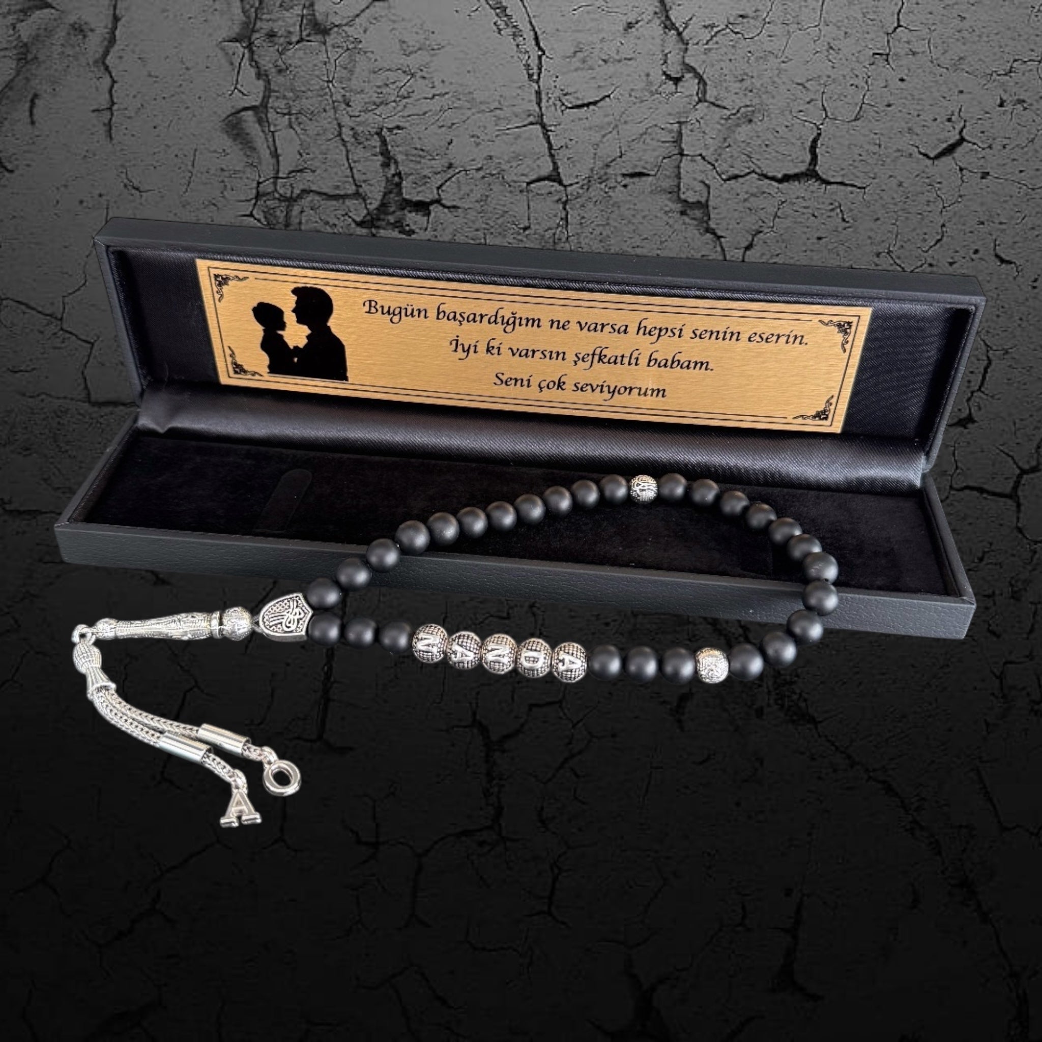 Tesbih mit Namen personalisiert – Baba Evlat Geschenkbox