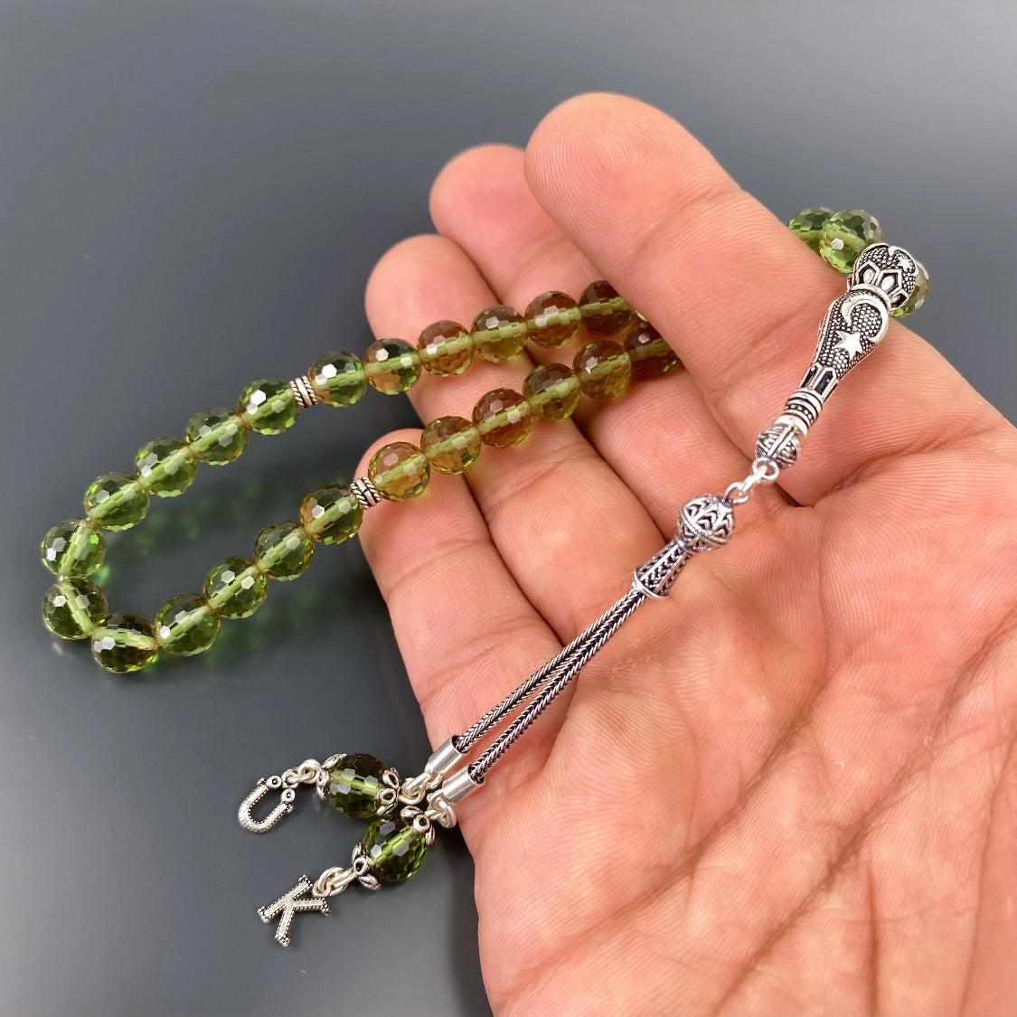 Zultanit Tesbih 925 Silber mit 2 Buchstaben Ay Yildiz Logo