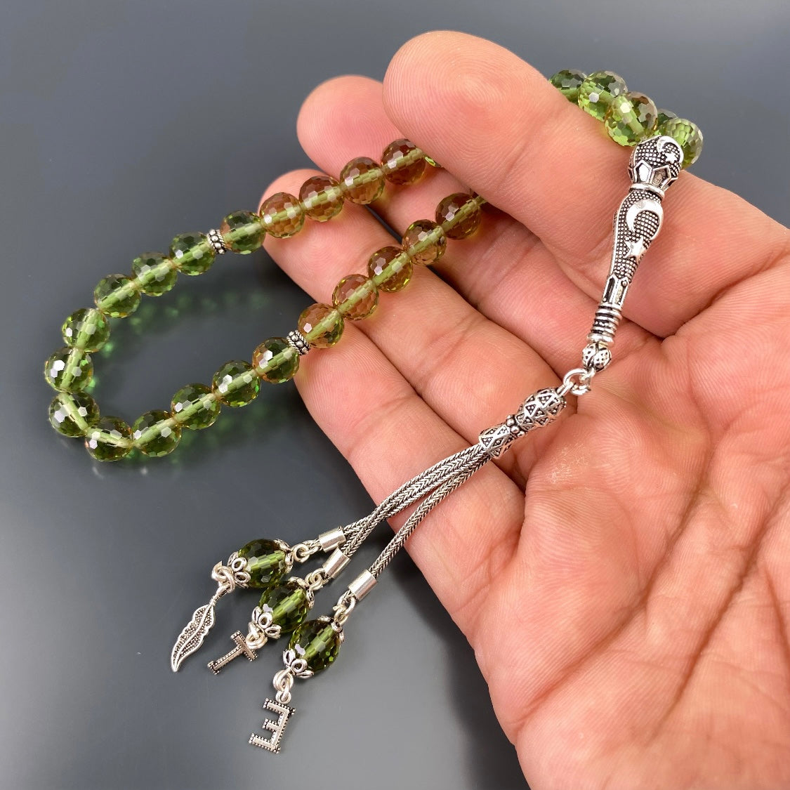 Zultanit Tesbih mit Buchstaben und Logo 925 Silver Ay Yildiz