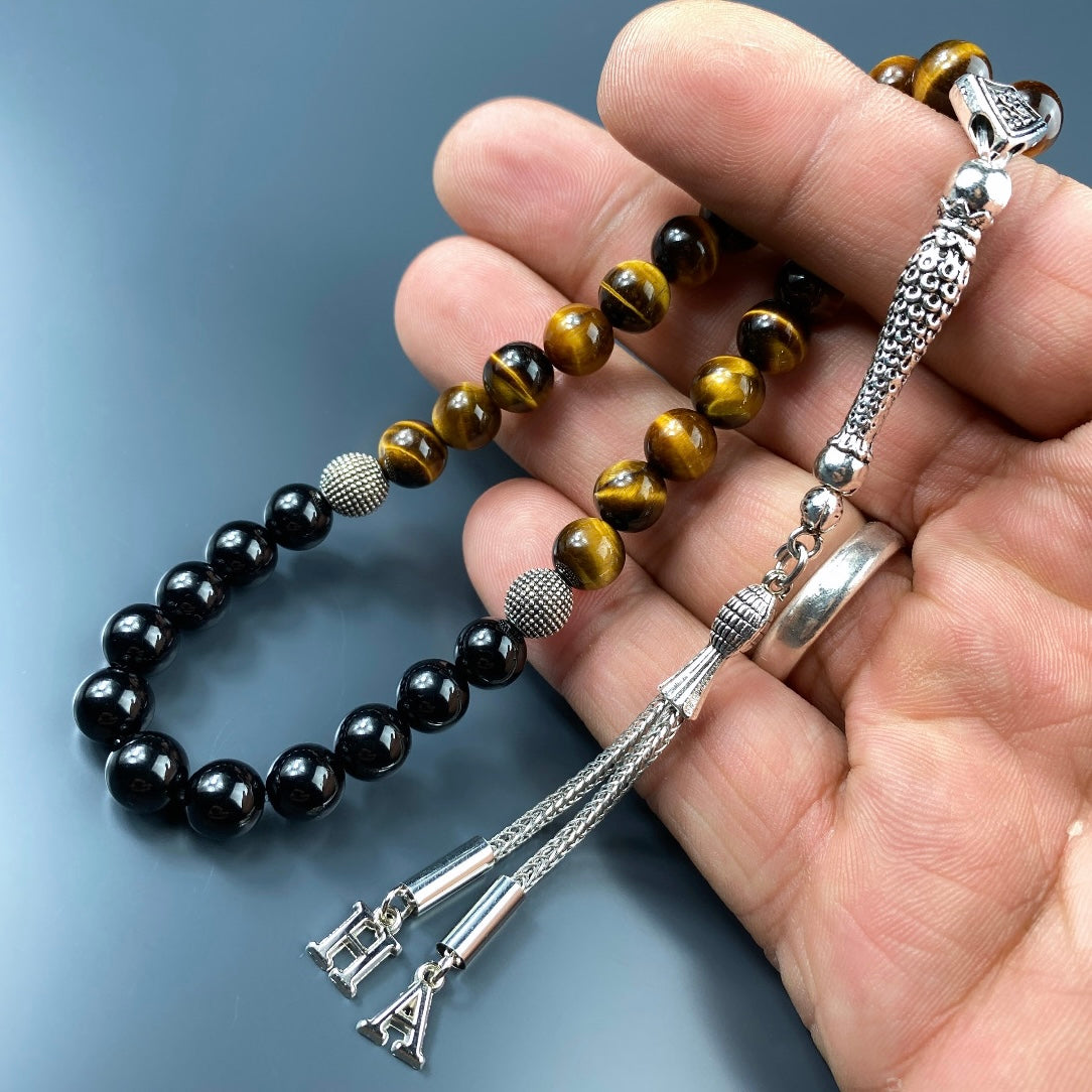 Göz Rengi Tesbih Braun / Braun mit 2 Buchstaben Naturstein