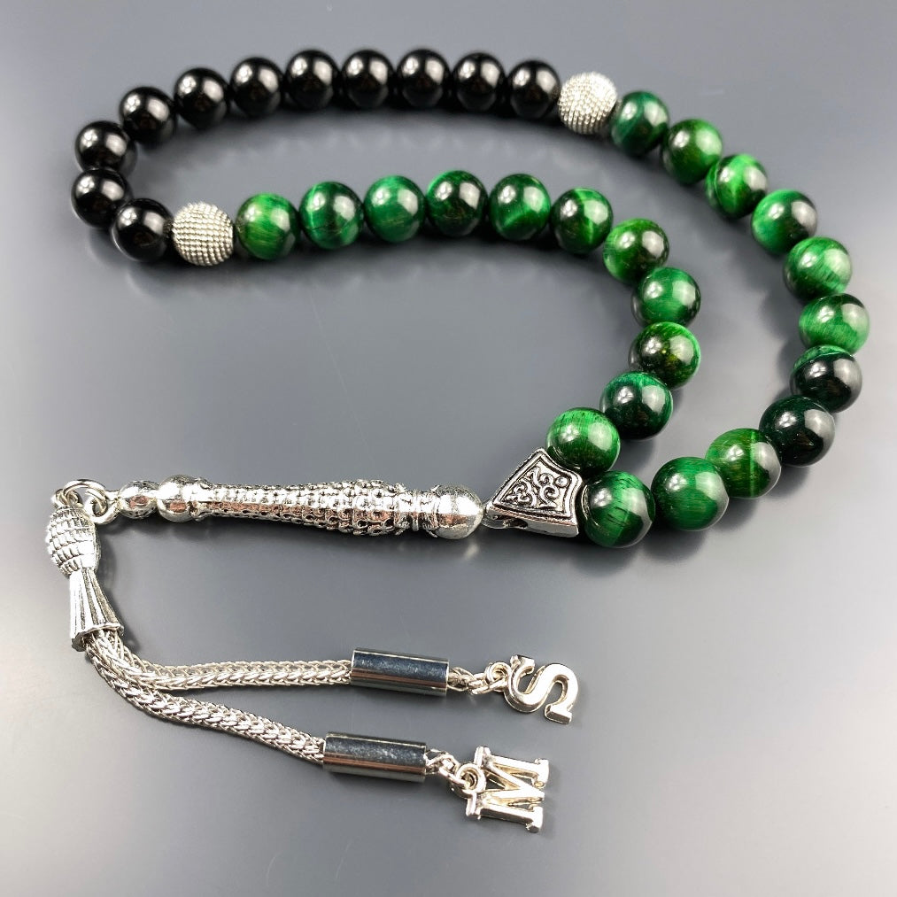 Göz Rengi Tesbih Grün / Grün mit 2 Buchstaben Naturstein