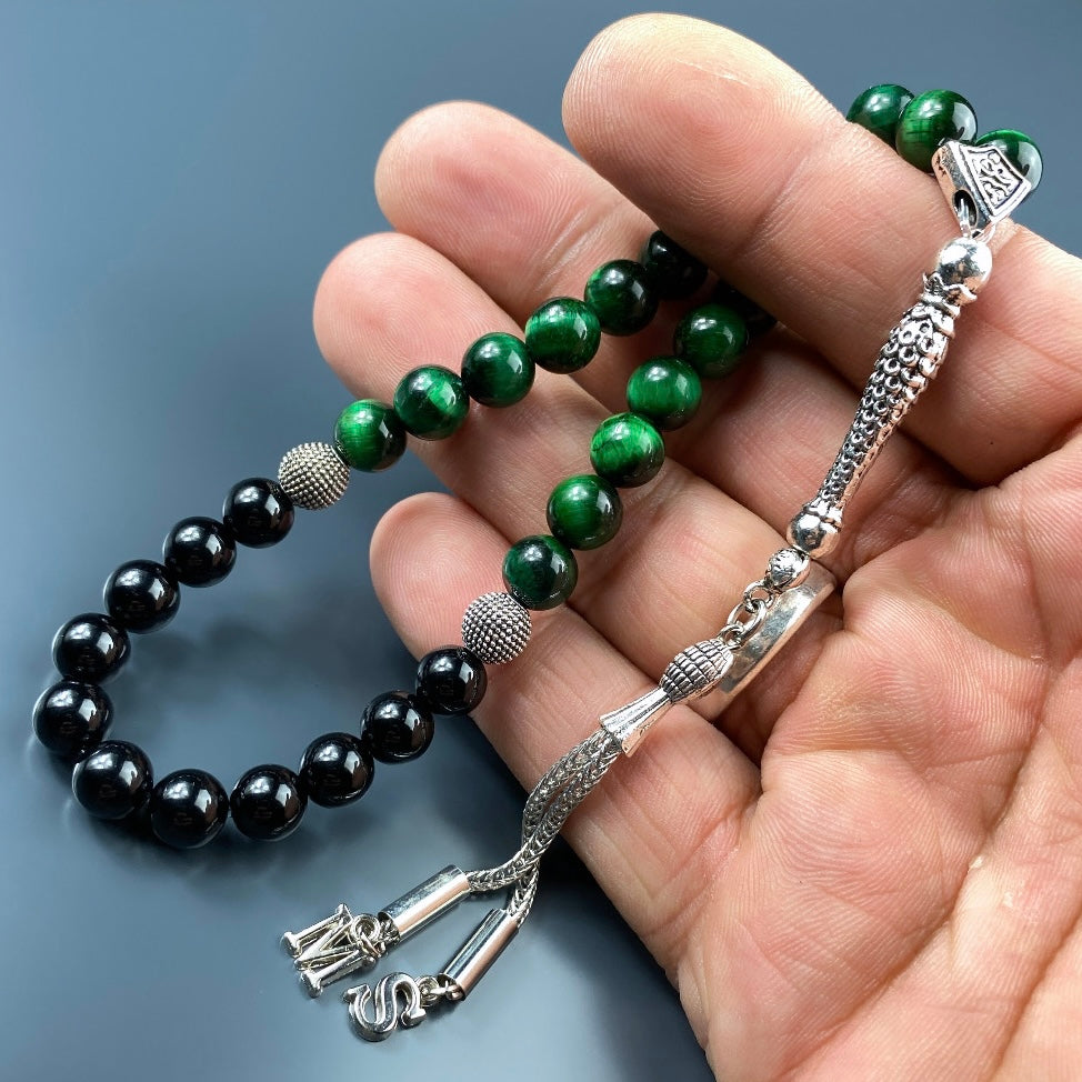 Göz Rengi Tesbih Grün / Grün mit 2 Buchstaben Naturstein