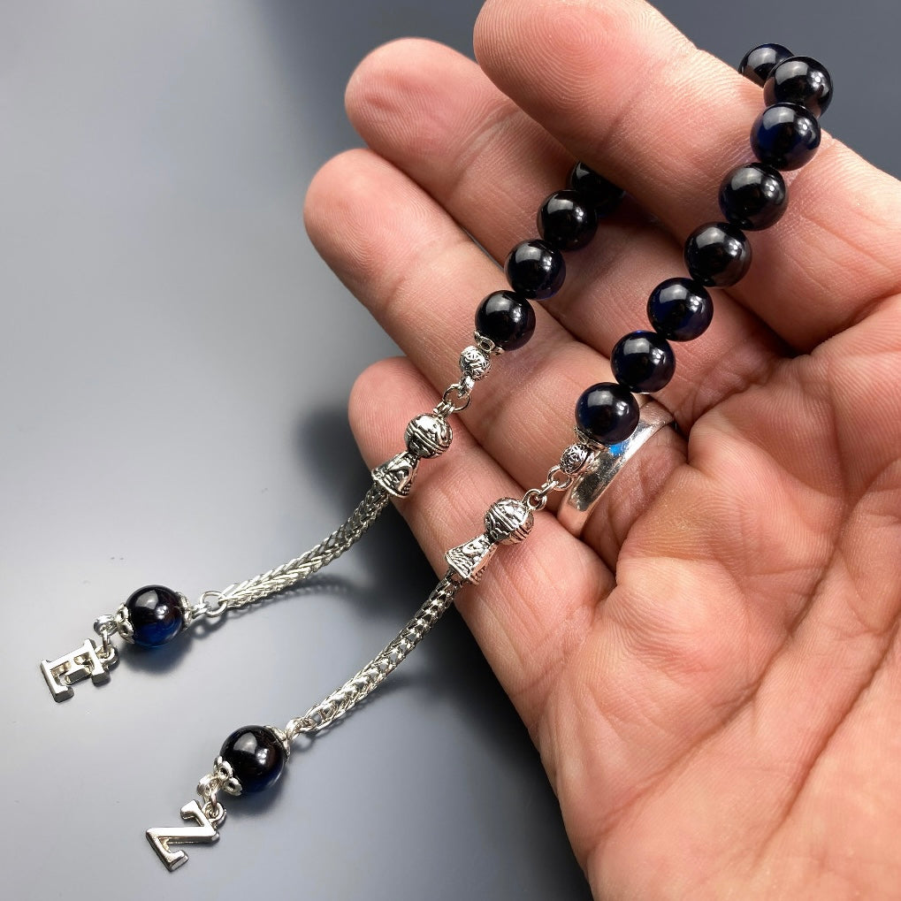 ZAZA Tesbih Dark Blue Misket – Personalisiert mit 2 Buchstaben