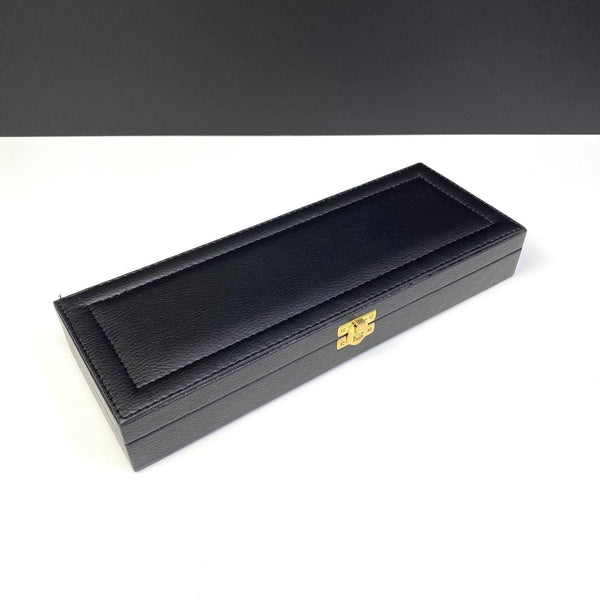 Orta Boy Siyah Krem Deri Kutu / Mittel Black Creme Kunstleder Box Geschenkbox Etui