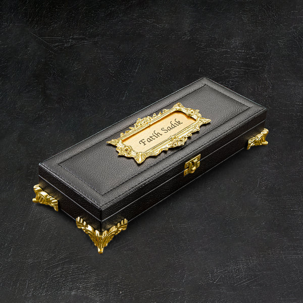 Tesbih Set BLACK Box Luxus mit Rahmen und Feuerzeug Geschenkset