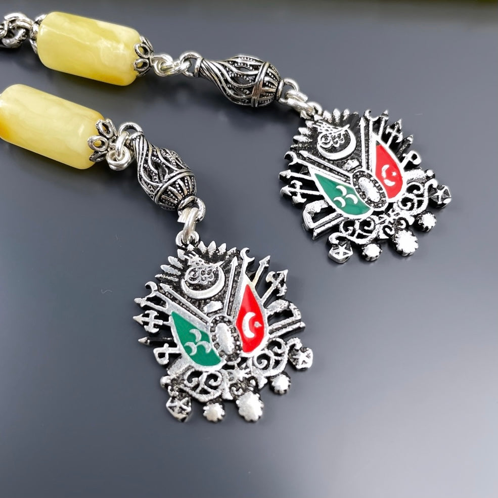 Hakiki Kehribar Tesbih Özel Osmanli Armali Logo