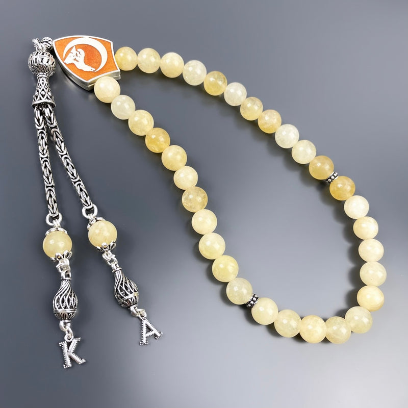 Citrin Dogaltas Tesbih Ay Kurt Logo 925 Silber