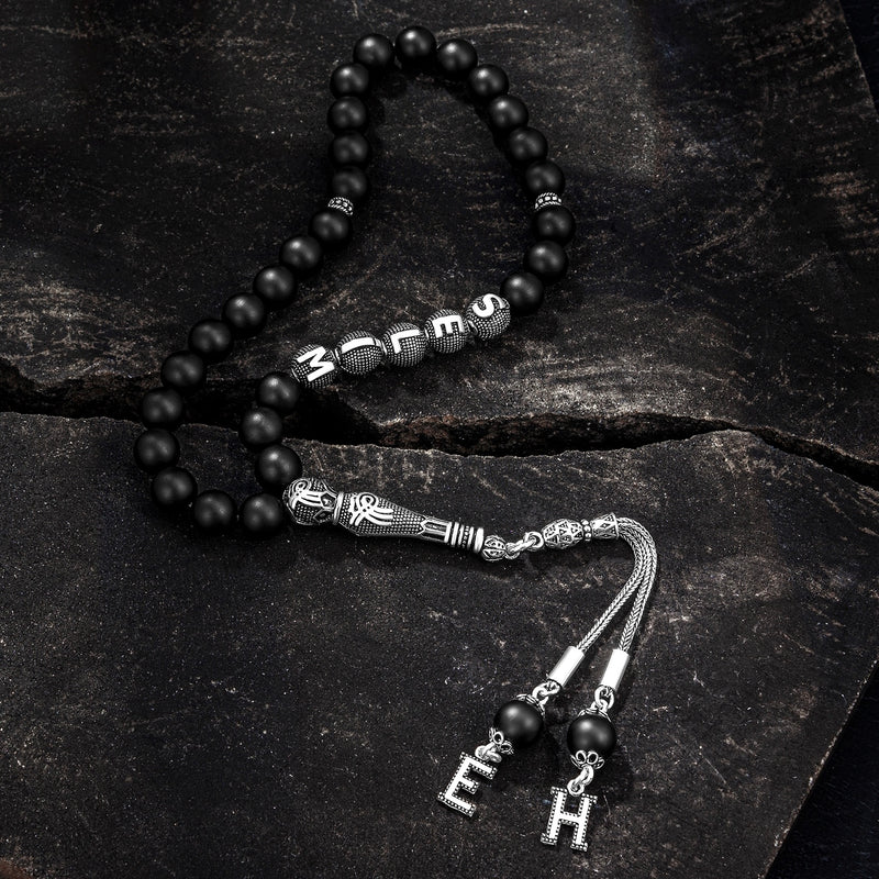 Onyx matt 925 Silver Namen Tesbih