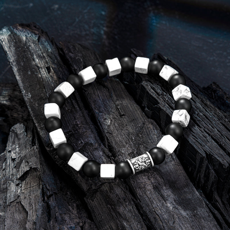 Perlenarmband Onyx Howlith No.8