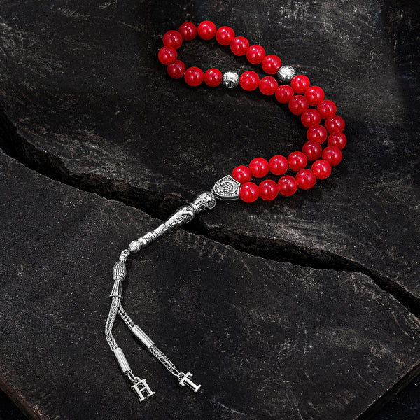 Red Jade Tesbih / Gebetskette mit namen