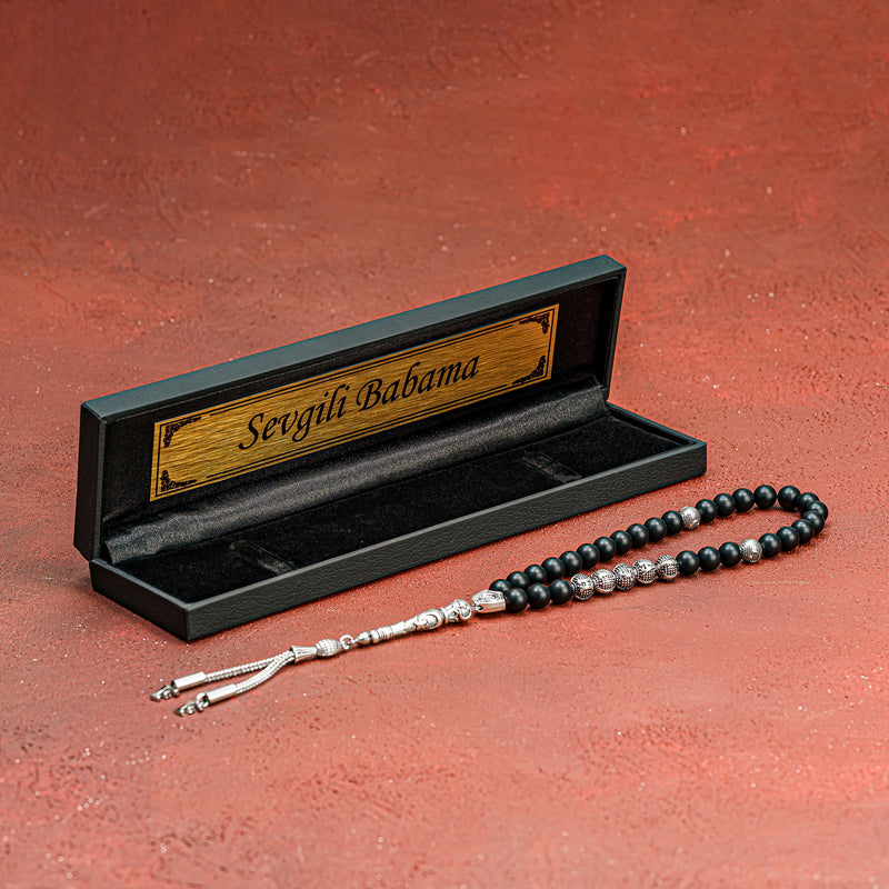 Tesbih kisiye özel, personalisierte Gebetskette mit Box Namen. Oltu, Kehribar, Gümüs Tesbih, Dogaltas