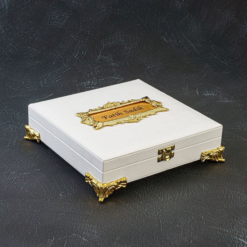 Tesbih Özel Tasarim Kutu XXL Osmanli Logo Weiß / Creme Box gebetskette geschenkset akik kehribar oltu tespih