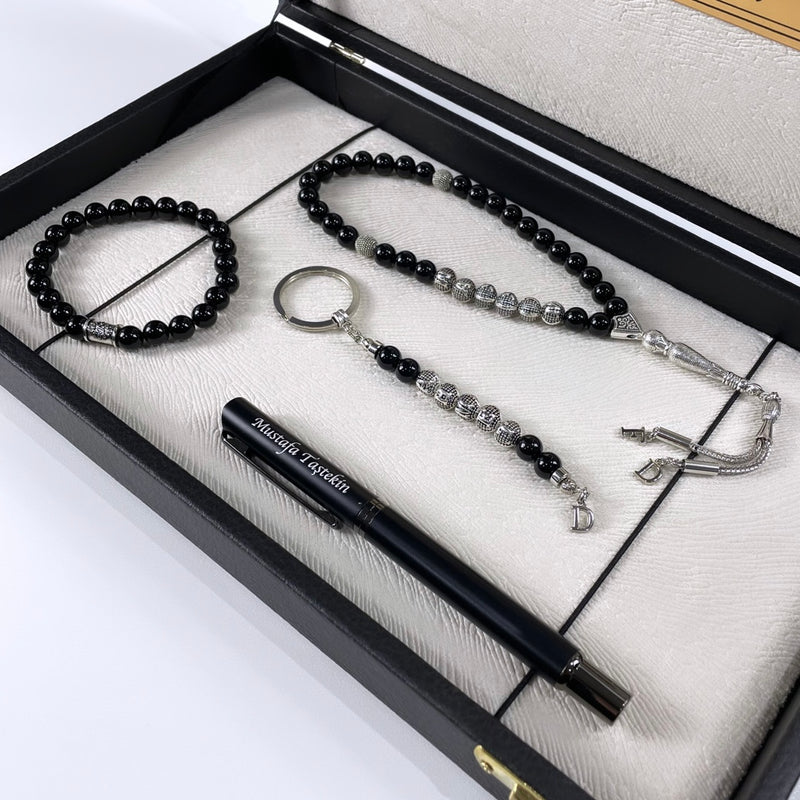 Tesbih Geschenkset mit Schlüsselanhänger, Armband & Kugelschreiber personalisiert