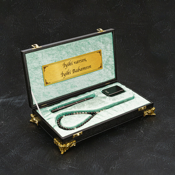 Tesbih Set Özel Kutu Tasarimi Cerceveli – Special Box Mint Green geschenkset gebetskette misbah