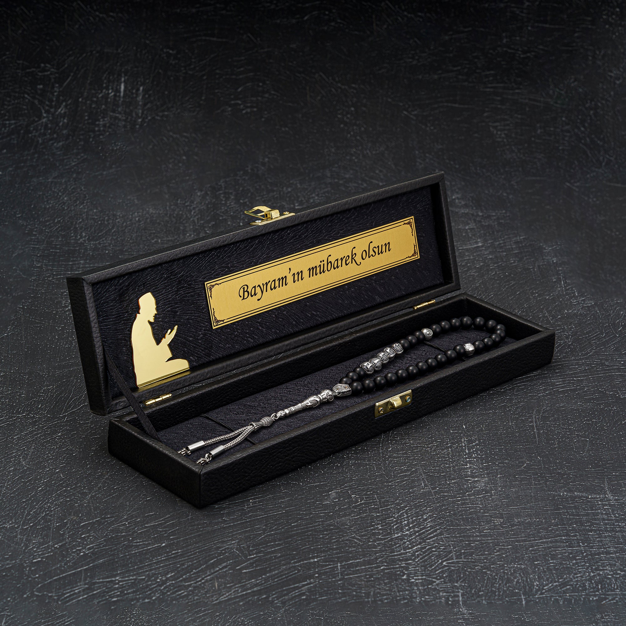 Tesbih mit Namen und Geschenkbox personalisiert mit einem Wunschtext Geschenk etui islamische geschenke perlenkette männerschmuck Kehribar tesbih Feuerzug mit Namen personalisiert