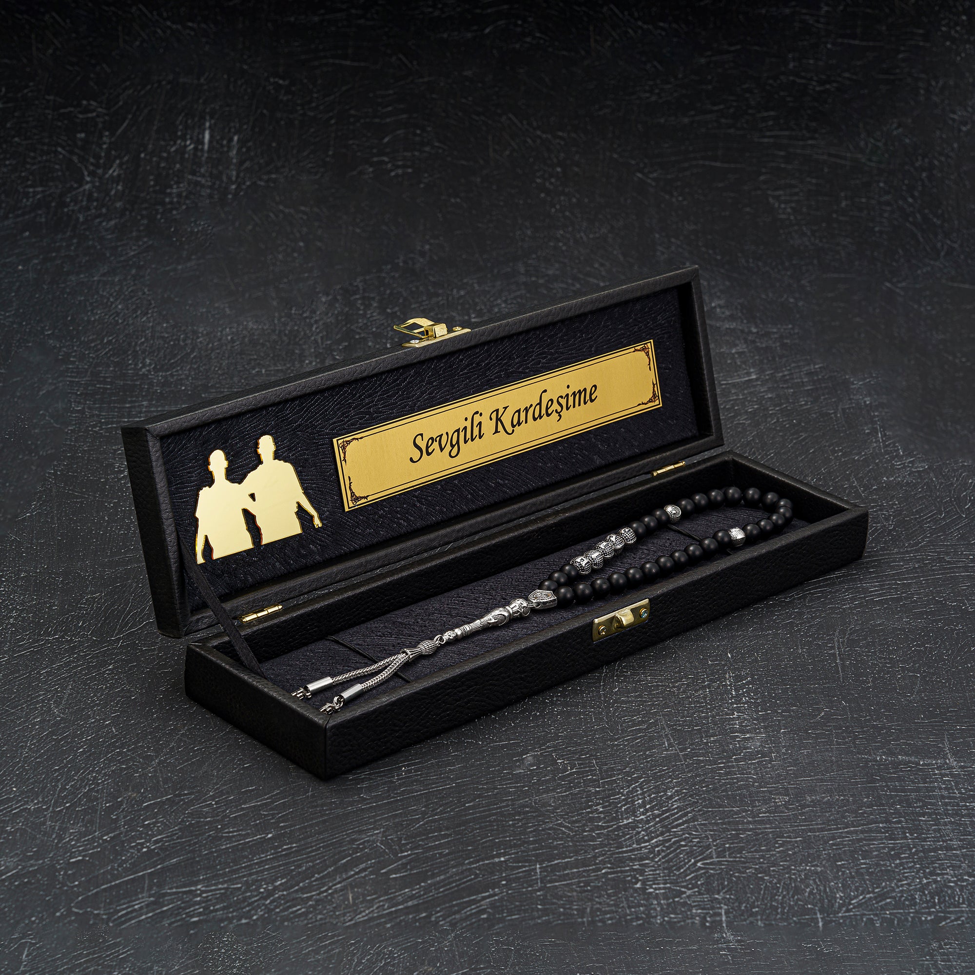 Tesbih mit Namen und Geschenkbox personalisiert mit einem Wunschtext Geschenk etui islamische geschenke perlenkette männerschmuck Kehribar tesbih Feuerzug mit Namen personalisiert