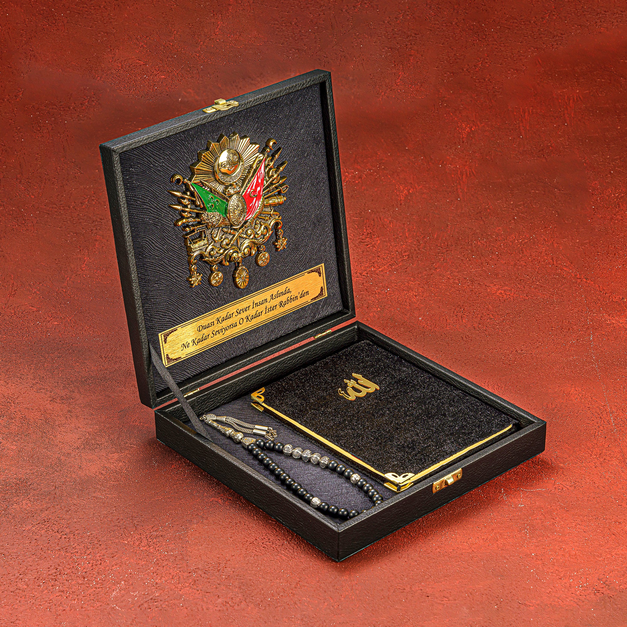 Tesbih mit Namen und Geschenkbox personalisiert mit einem Wunschtext Geschenk etui islamische geschenke perlenkette männerschmuck Kehribar tesbih Feuerzug mit Namen personalisiert