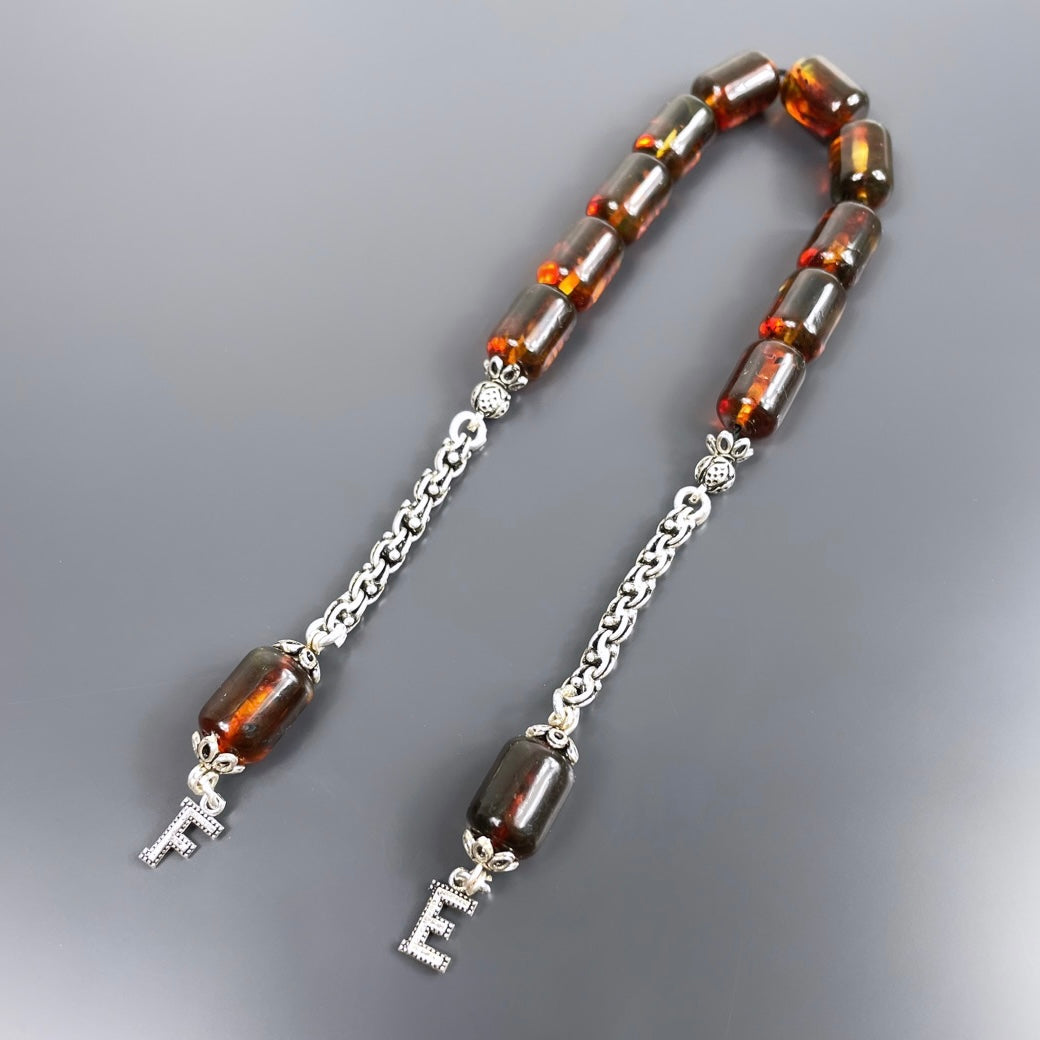 Hakiki Kehribar Zaza Tesbih 925 Silver